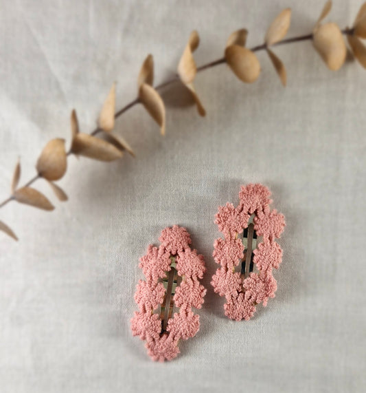 Snap Hair Clip - Flower Detail - Soft Rose Pink