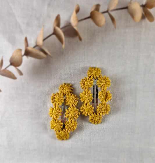 Snap Hair Clip - Flower Detail - Mustard