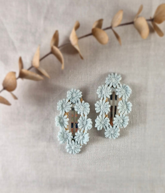 Snap Hair Clip - Oval Marble Design - Cream