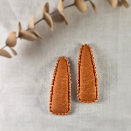 Snap Hair Clip - Padded Triangle - Solid Dark Caramel