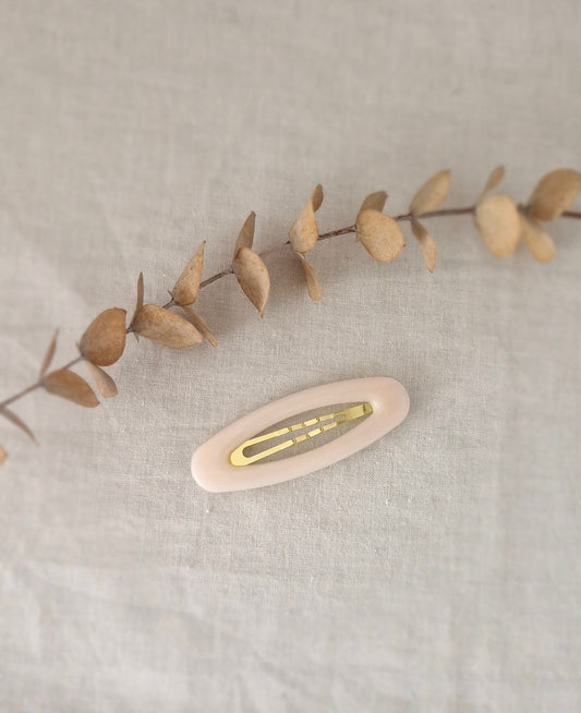 Snap Hair Clip - Oval Marble Design - Light Pink