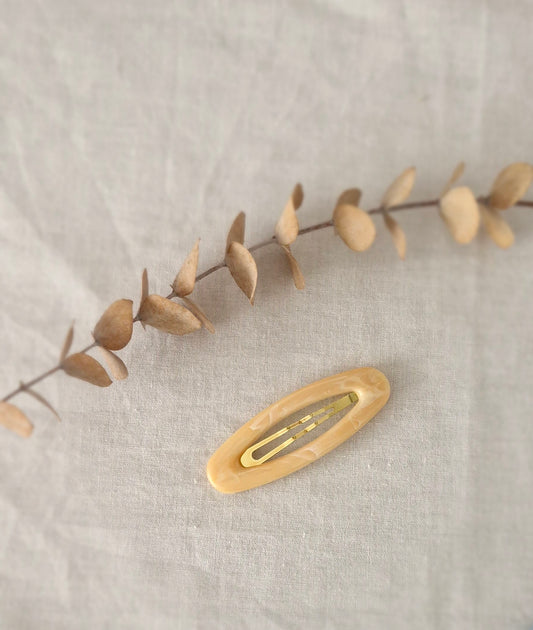 Snap Hair Clip - Oval Marble Design - Light Caramel
